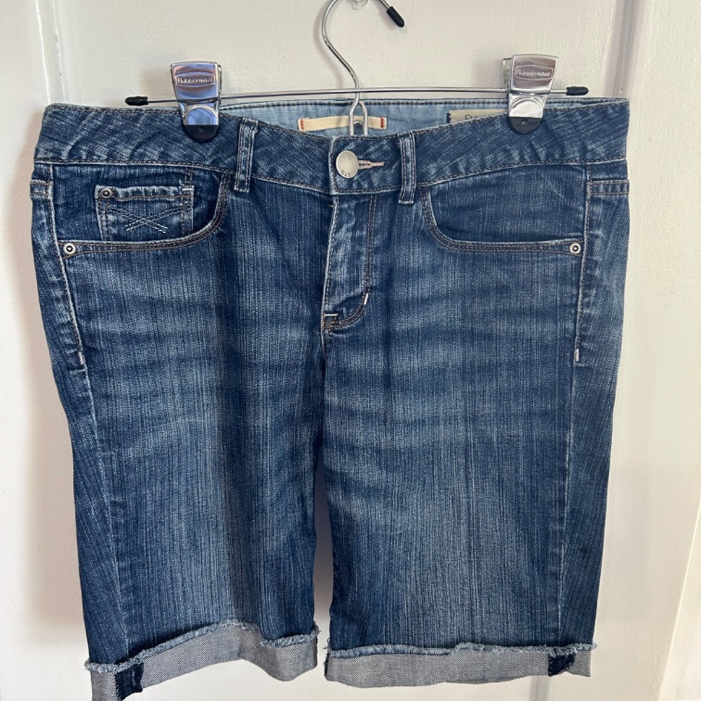 Limited Edition Modest GAP Bermuda Cuffed Dark Wash Faded Jean Shorts